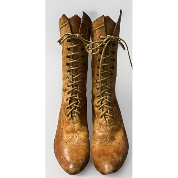 Victorian Style Lace Up Boots Women’s 9.5 Brown Leather Upper Steampunk Costume - Picture 1 of 8